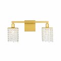 Cling Phineas 2 Light Brass & Clear Crystals Wall Sconce CL1543772